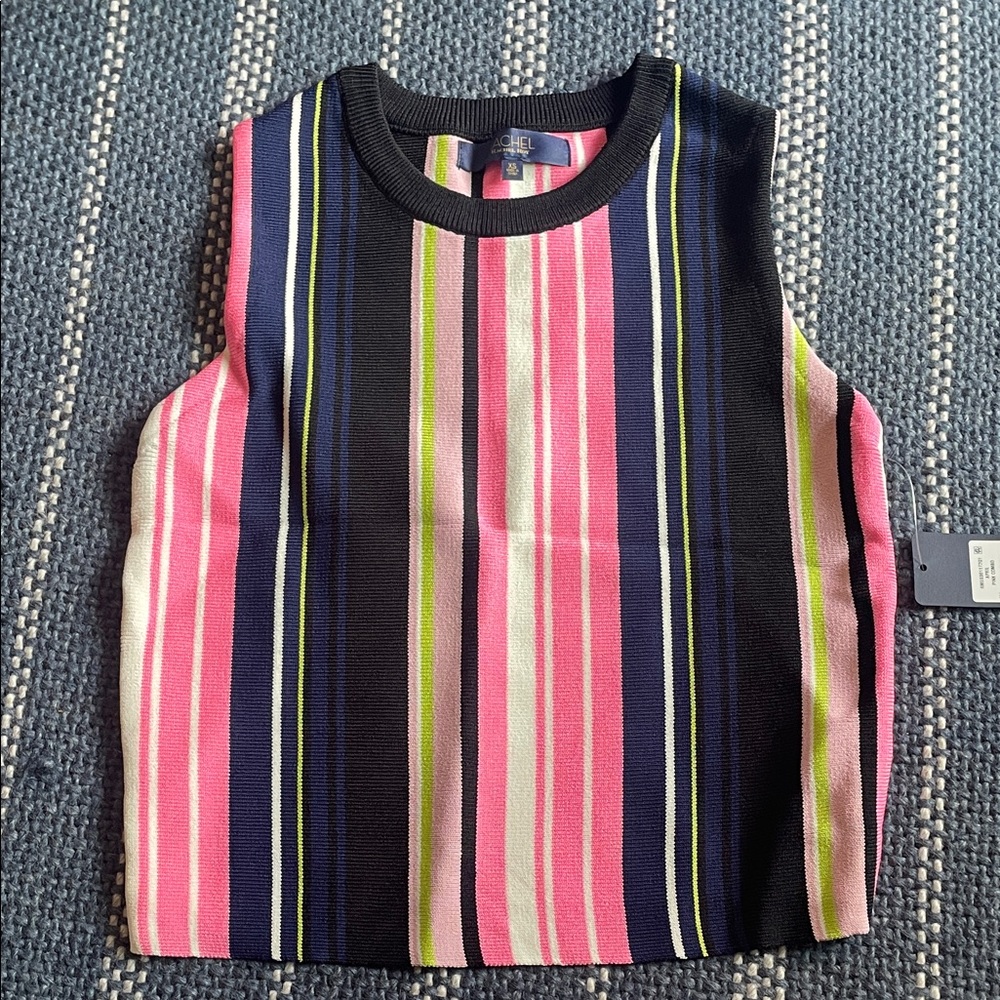 RACHEL Rachel Roy Pink and Blue Striped Tank Top